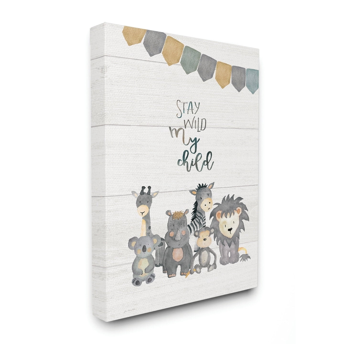 The Kids Room by Stupell Stay Wild My Child Animals Canvas Wall Art by Jo Moulton