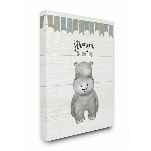 The Kids Room by Stupell Stronger Than You Think Hippo Canvas Wall Art by Jo Moulton
