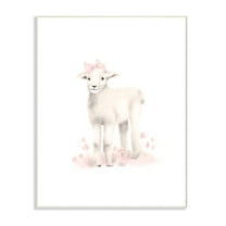 The Kids Room by Stupell Sweet Baby Lamb with Pink Bow Wall Plaque Art, 10 x 0.5 x 15