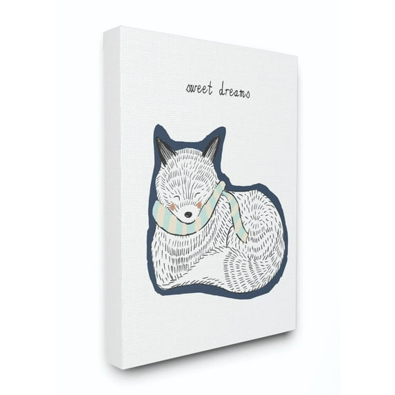 The Kids Room by Stupell Sweet Dreams Cartoon Scarf Fox Canvas Wall Art