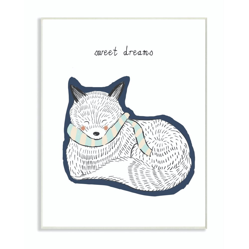 The Kids Room by Stupell Sweet Dreams Cartoon Scarf Fox Wood Wall Art
