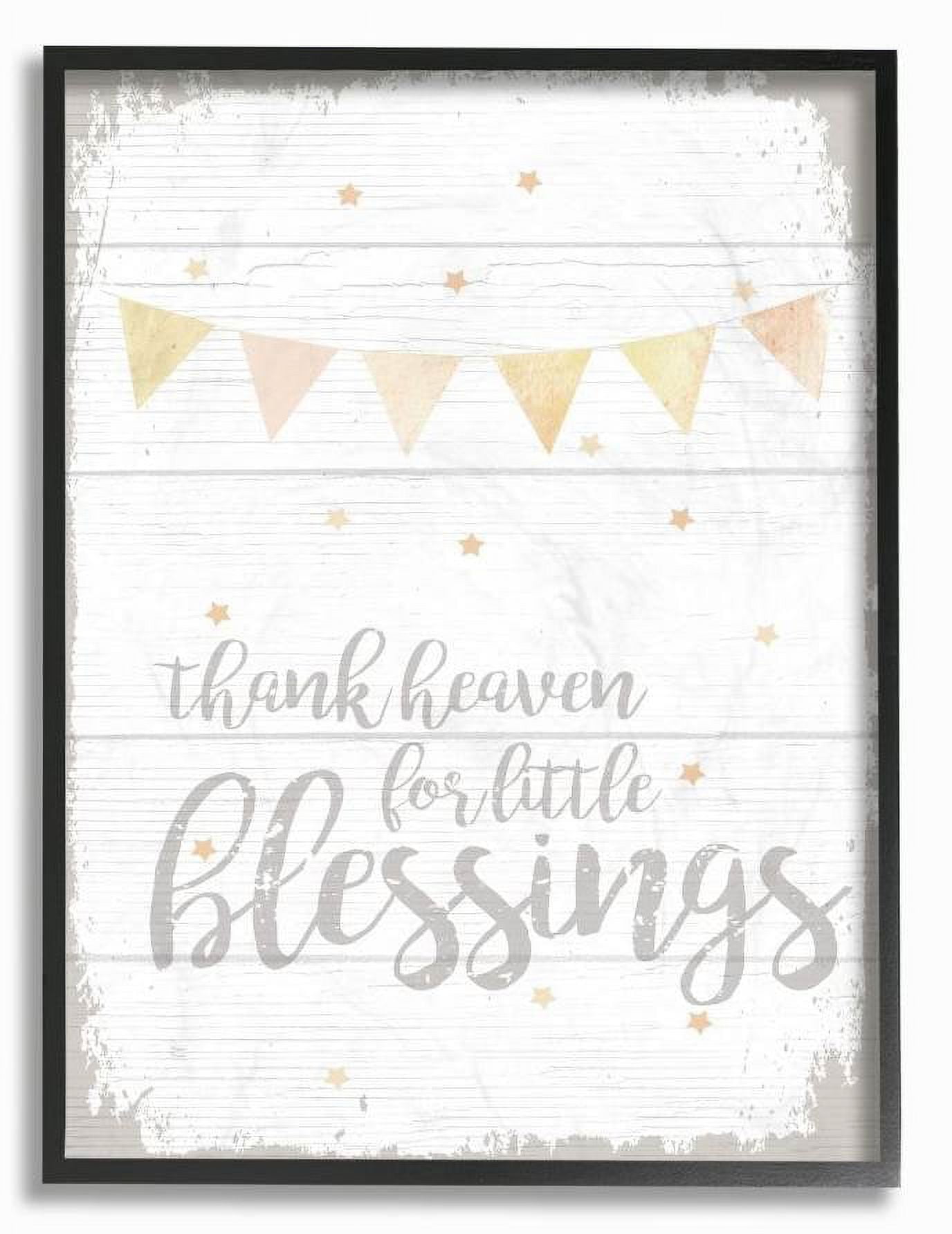 The Kids Room by Stupell Thank Heaven Blessing Yellow Kids Word Design Framed Wall Art by Daphne Polselli