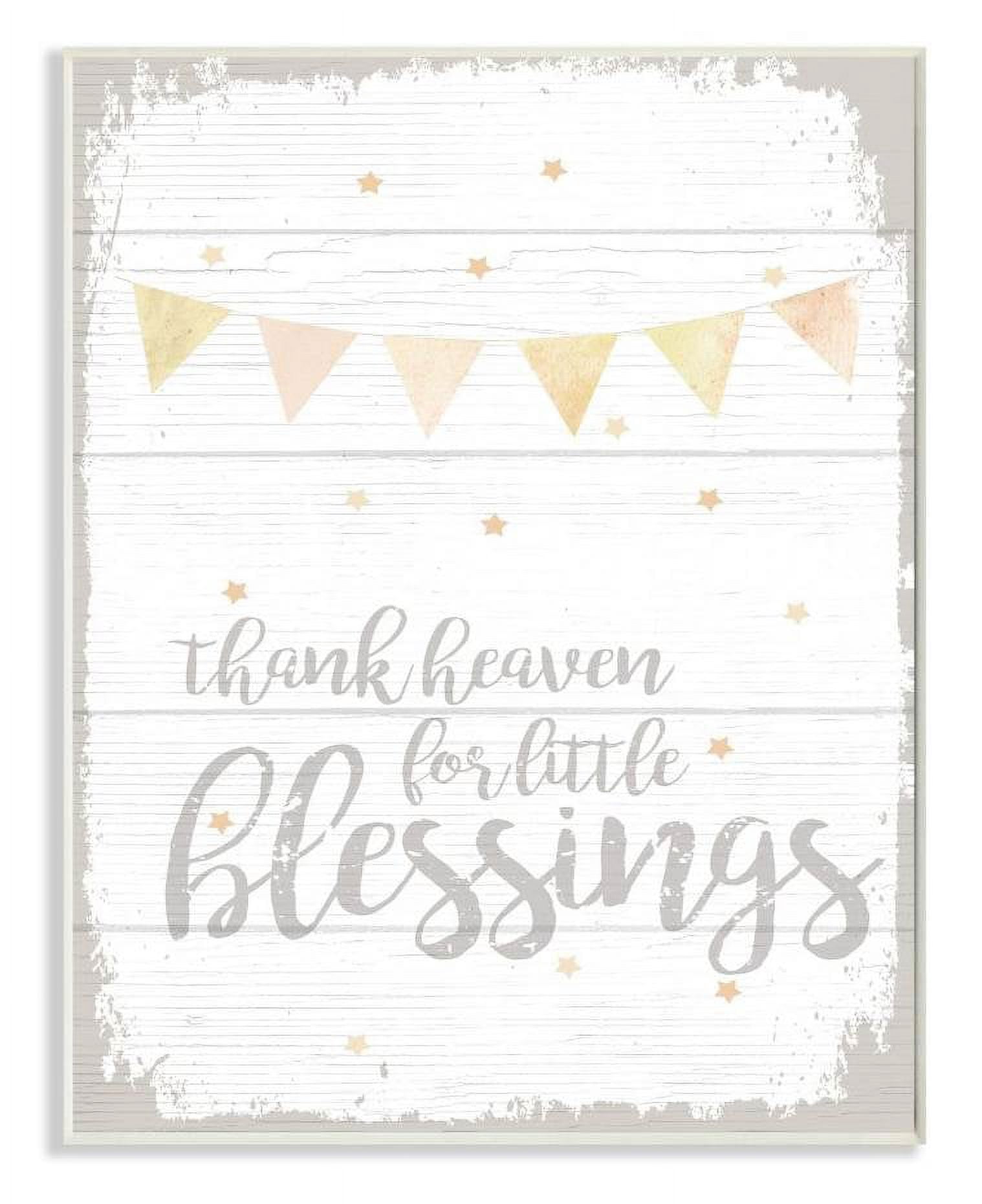 The Kids Room by Stupell Thank Heaven Blessing Yellow Kids Word Design Wall Plaque by Daphne Polselli