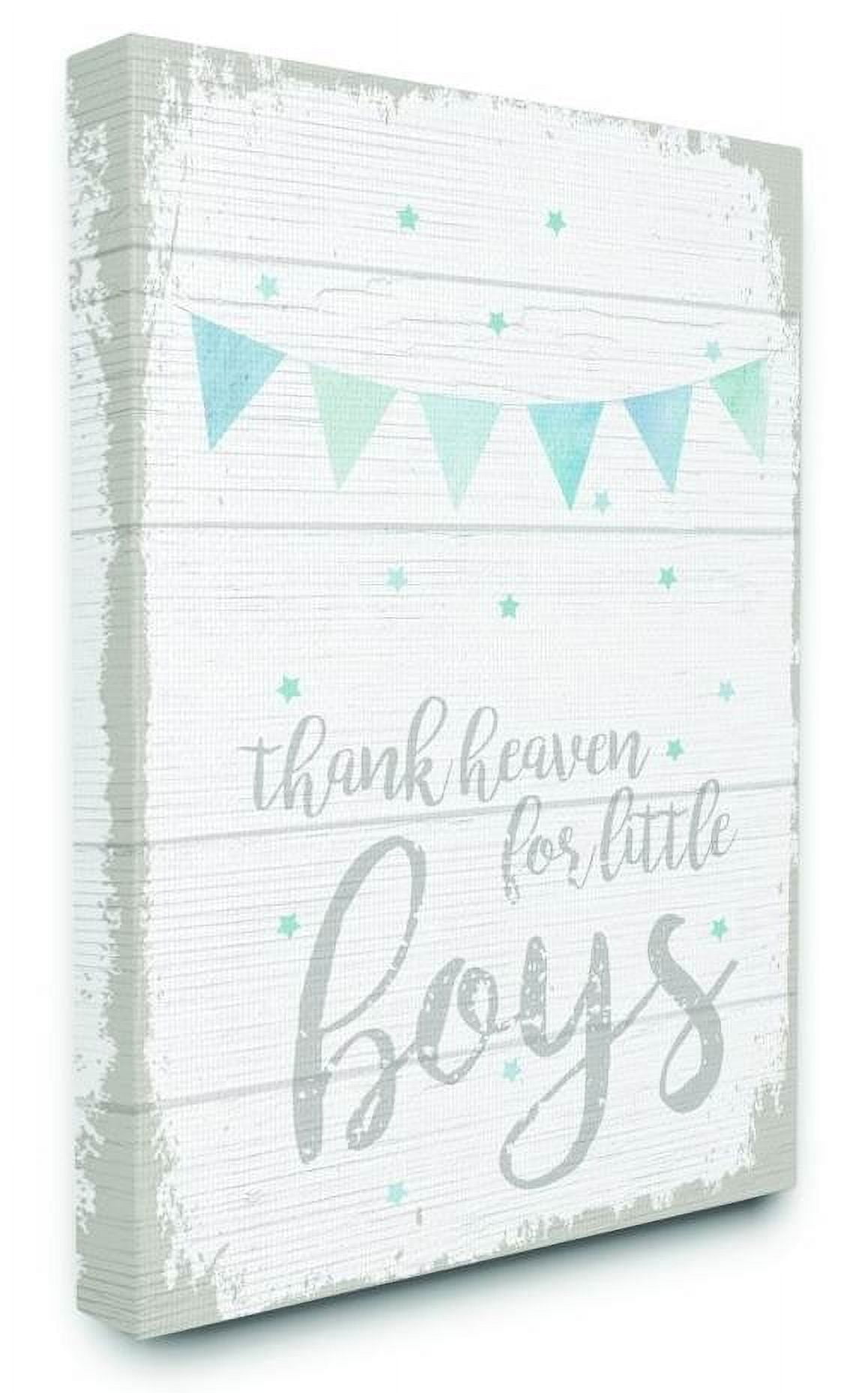 The Kids Room by Stupell Thank Heaven Boys Blue Kids Word Design Canvas Wall Art by Daphne Polselli