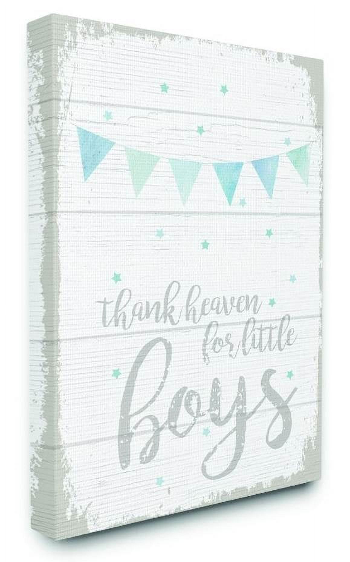The Kids Room by Stupell Thank Heaven Boys Blue Kids Word Design Canvas Wall Art by Daphne Polselli