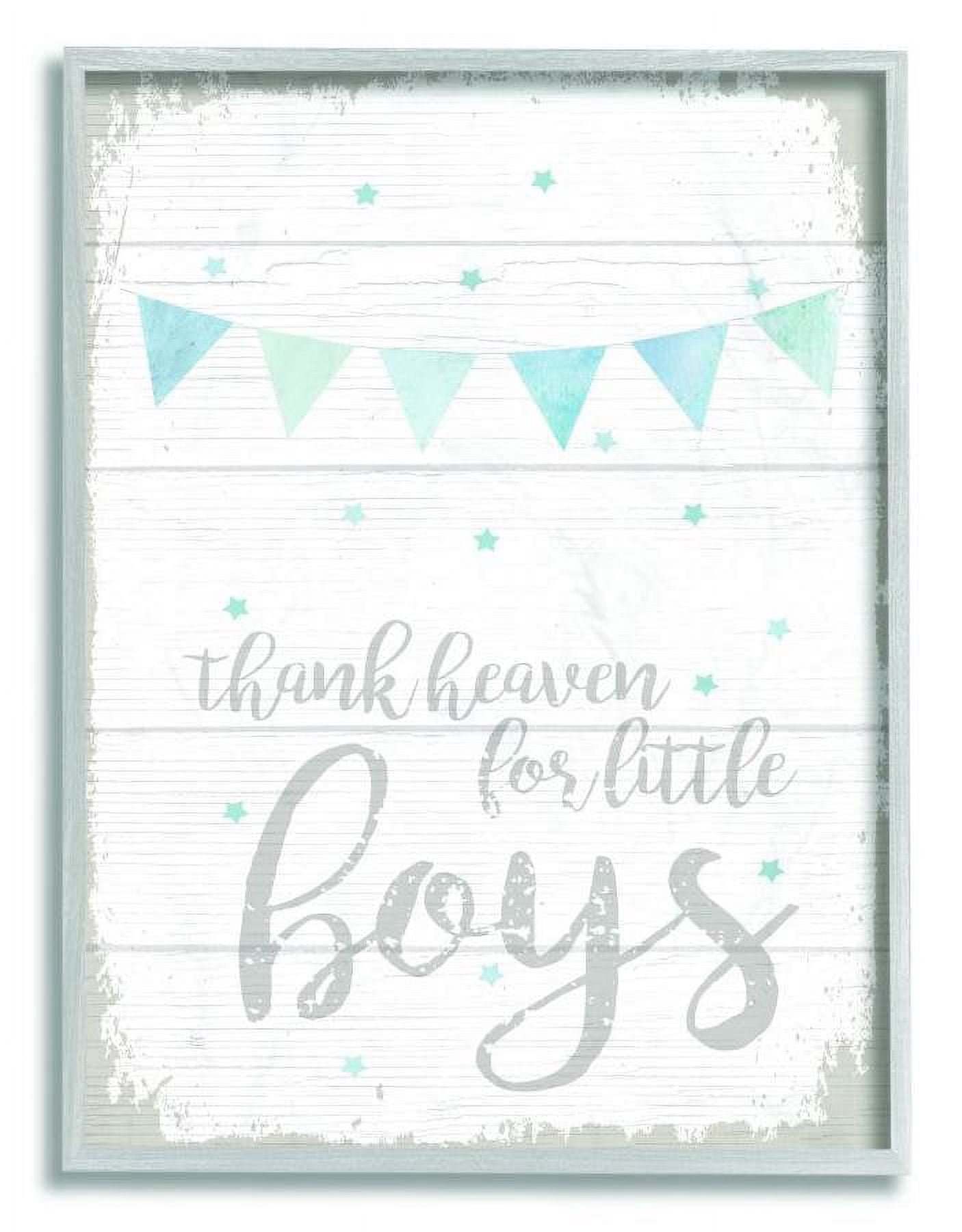 The Kids Room by Stupell Thank Heaven Boys Blue Kids Word Design Framed Wall Art by Daphne Polselli