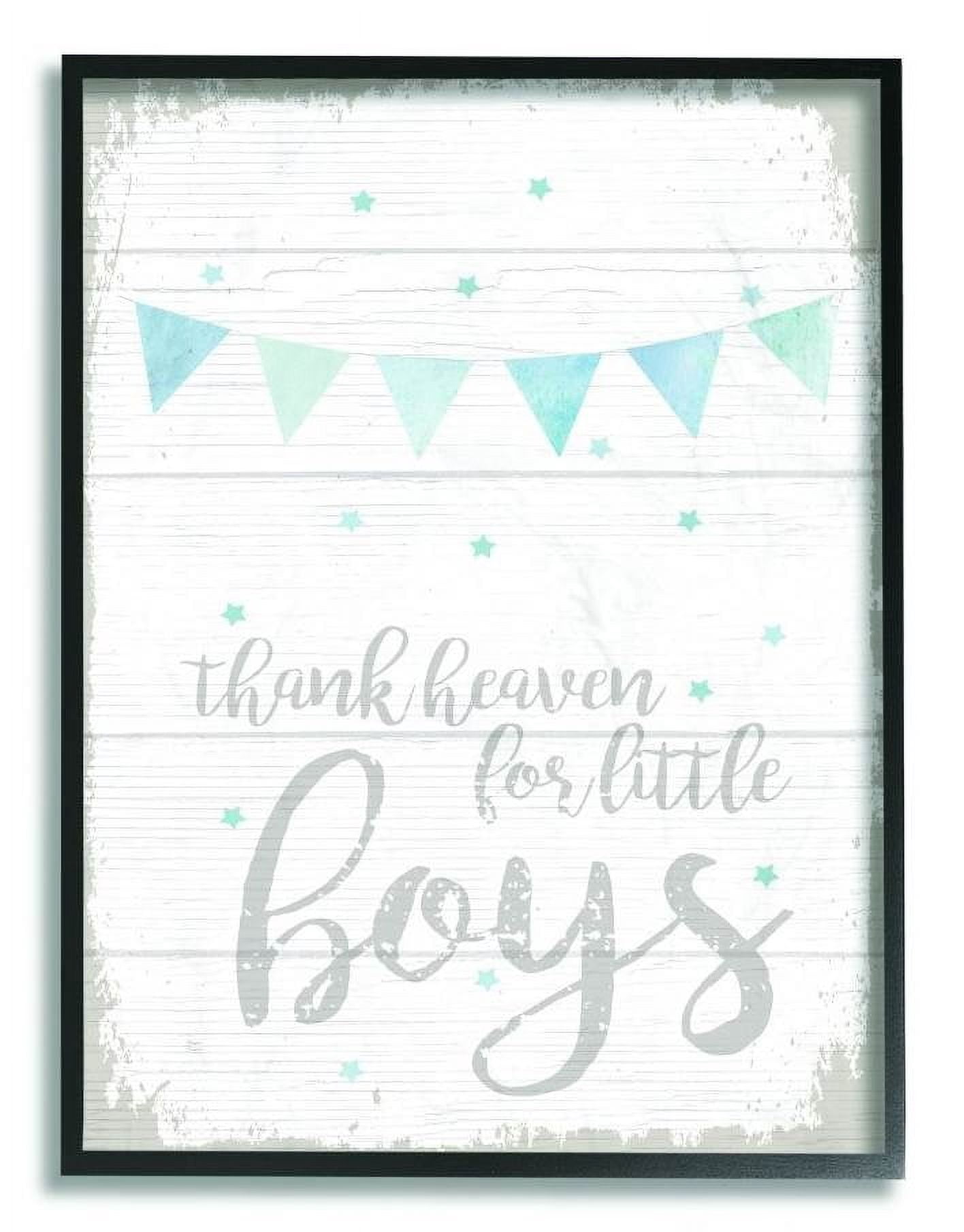 The Kids Room by Stupell Thank Heaven Boys Blue Kids Word Design Framed Wall Art by Daphne Polselli