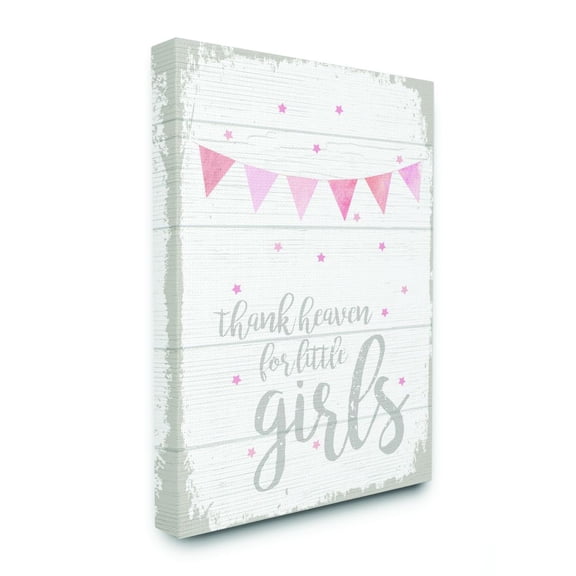 The Kids Room by Stupell Thank Heaven Girls Pink Kids Word Design Canvas Wall Art by Daphne Polselli