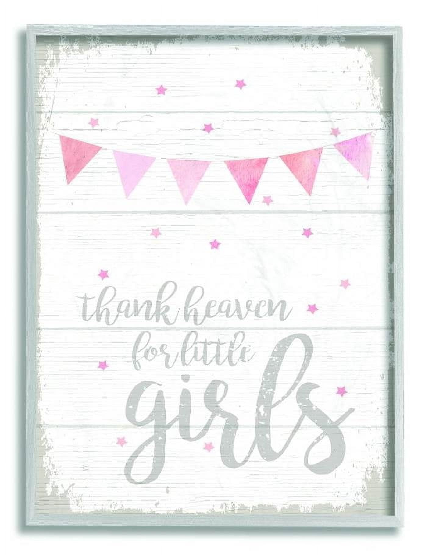 The Kids Room by Stupell Thank Heaven Girls Pink Kids Word Design Framed Wall Art by Daphne Polselli