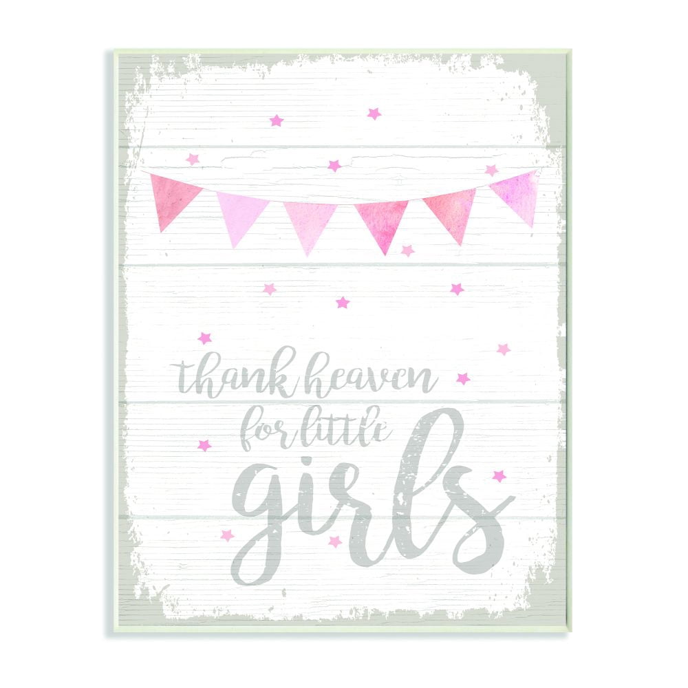 The Kids Room by Stupell Thank Heaven Girls Pink Kids Word Design Wall Plaque by Daphne Polselli