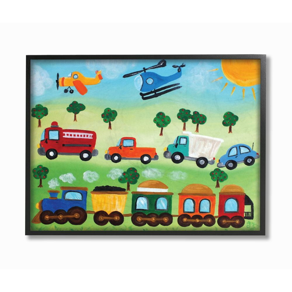 The Kids Room by Stupell The Kids Room by Stupell Planes, Trains, and Automobiles Framed Wall Art by nJoyArt