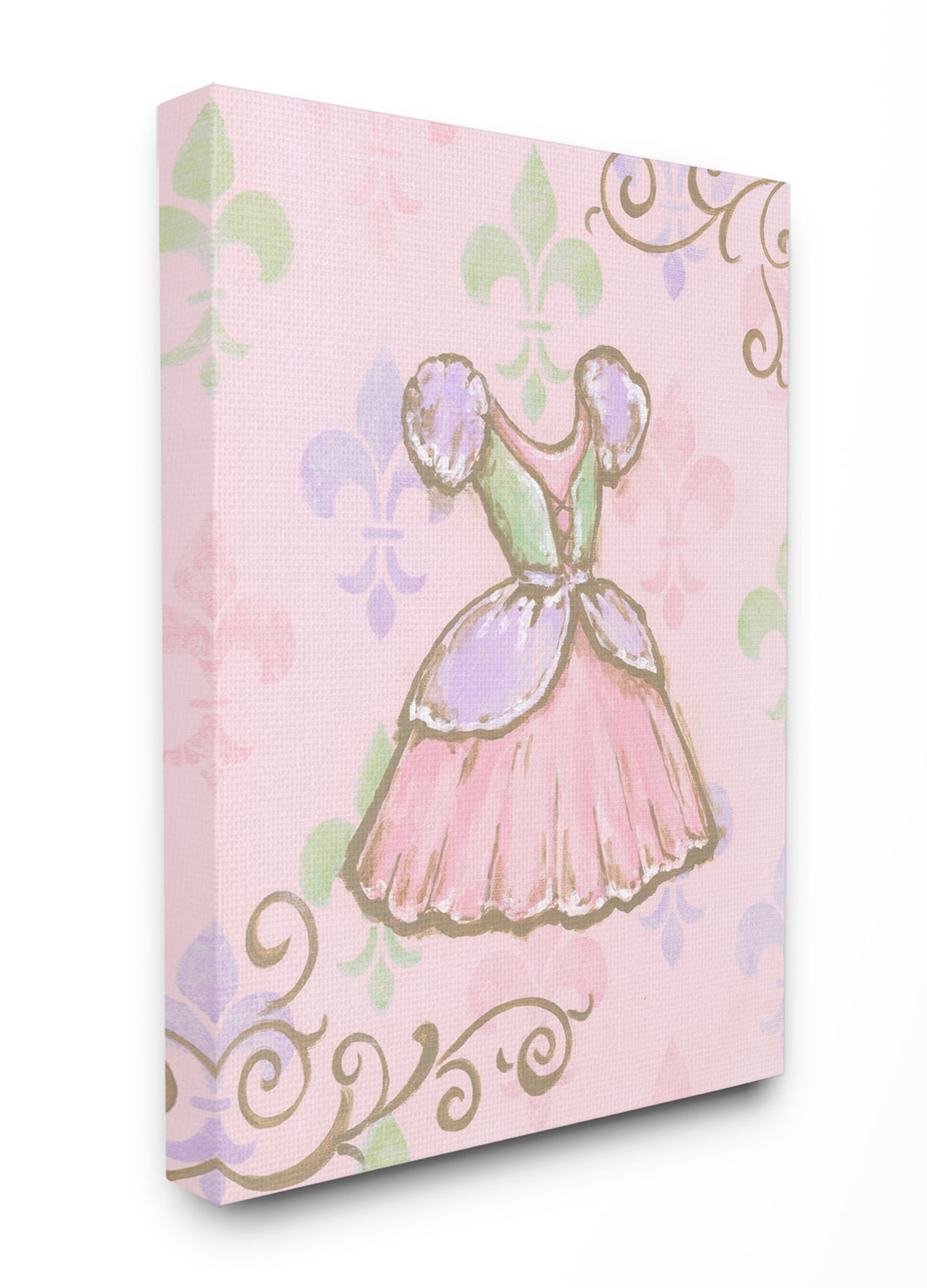 The Kids Room by Stupell The Kids Room by Stupell Princess Dress with Fleur de Lis on Pink Background Canvas Wall Art by Reesa Qualia