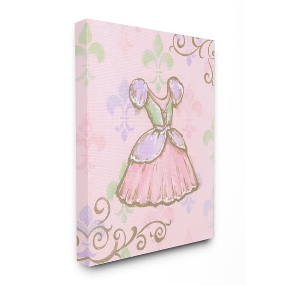 The Kids Room by Stupell The Kids Room by Stupell Princess Dress with Fleur de Lis on Pink Background Canvas Wall Art by Reesa Qualia