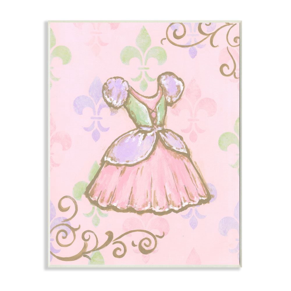 The Kids Room by Stupell The Kids Room by Stupell Princess Dress with Fleur de Lis on Pink Background Wall Plaqueby Reesa Qualia