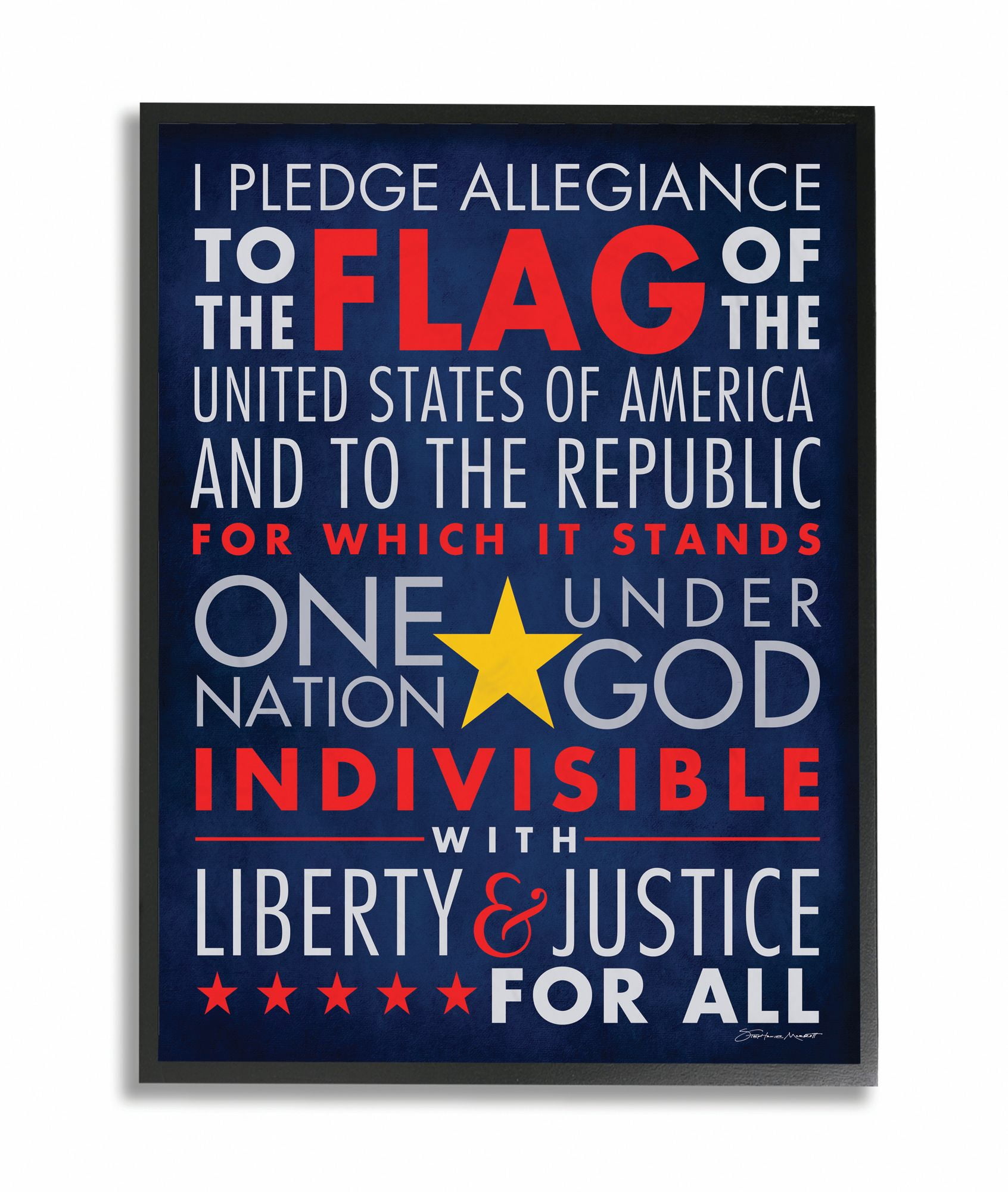The Kids Room by Stupell The Pledge Of Allegiance Textual Art Framed Wall Art by Stephanie Workman Marrott