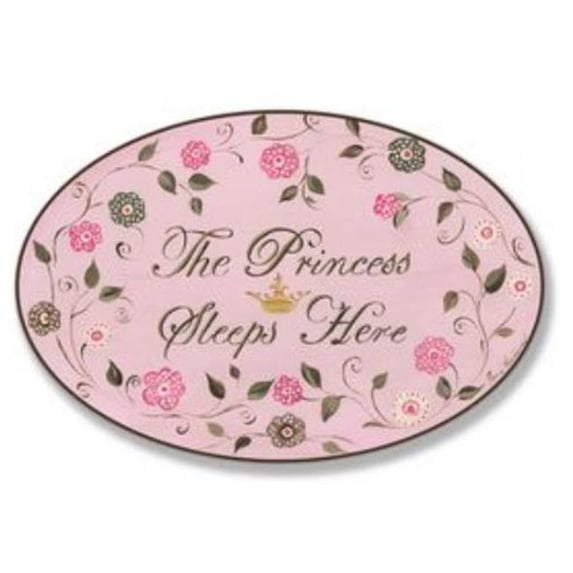 Stupell Industries BRP-987 The Princess Sleeps Here Pink Brown Oval Wall Plaque