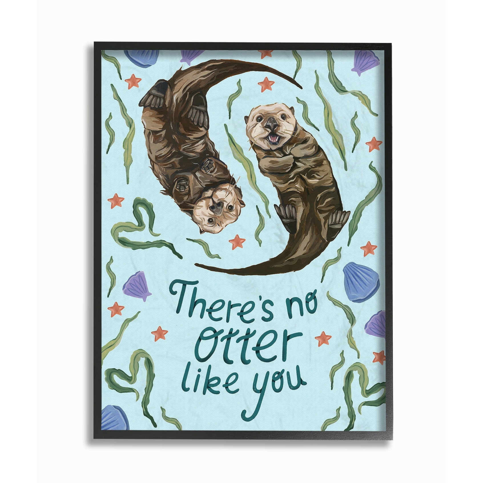 The Kids Room by Stupell There's No Otter Like You with Starfish and Clams Painting Typography Framed Giclee Texturized Art, 11 x 1.5 x 14