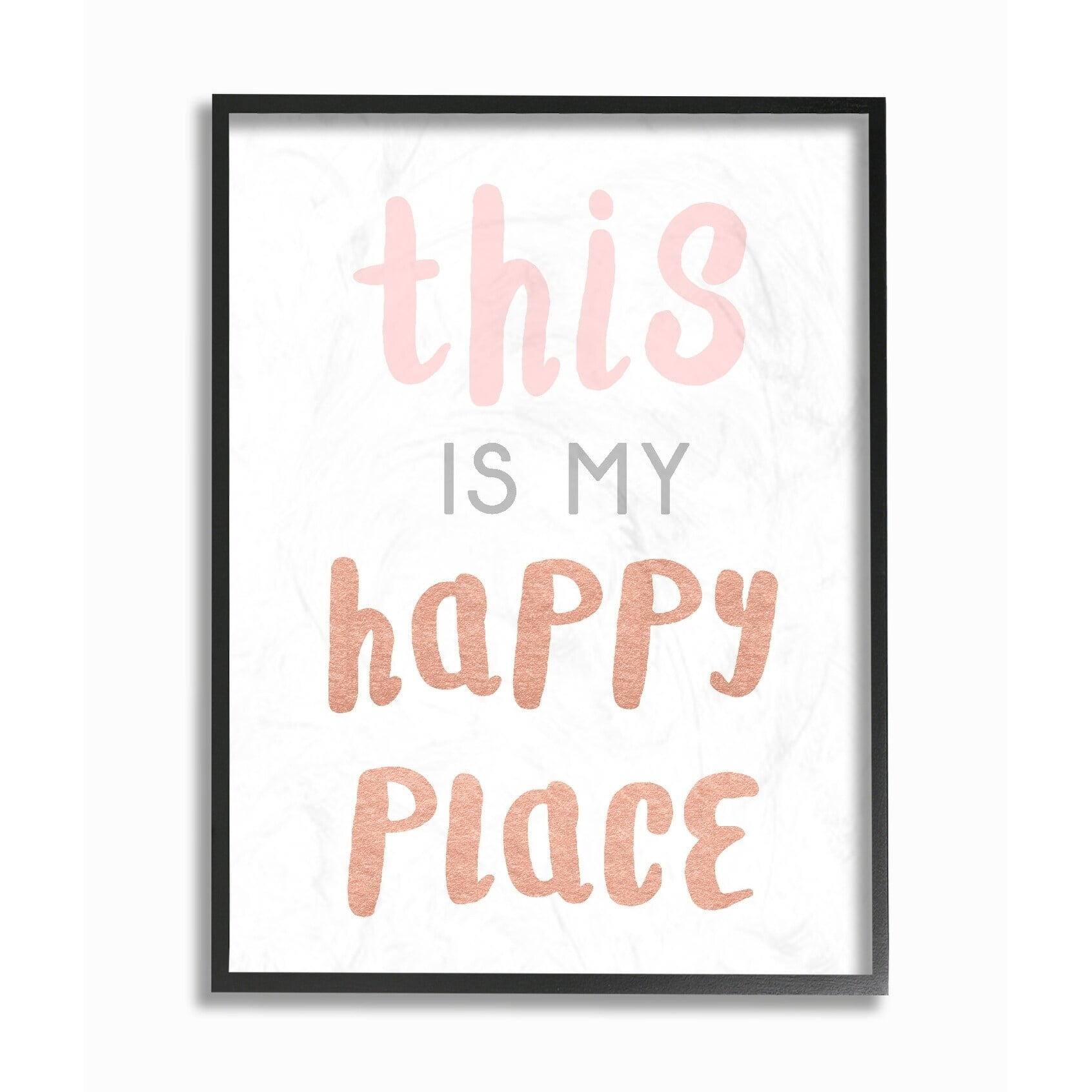 The Kids Room by Stupell This is My Happy Place Copper Typography Oversized Framed Giclee Texturized Art, 16 x 1.5 x 20