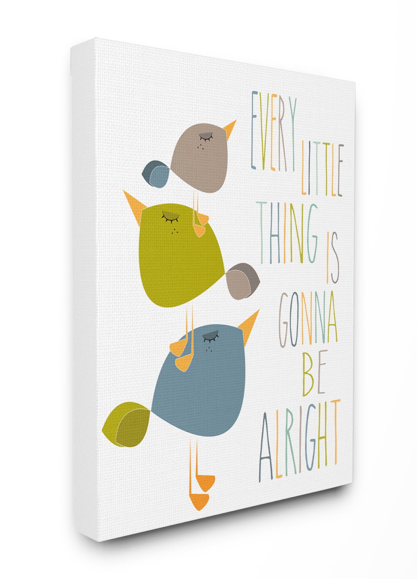 The Kids Room by Stupell Three Little Birds Print Green Tan and Blue Canvas Wall Art by Karen Zukowski (Finny And Zook)