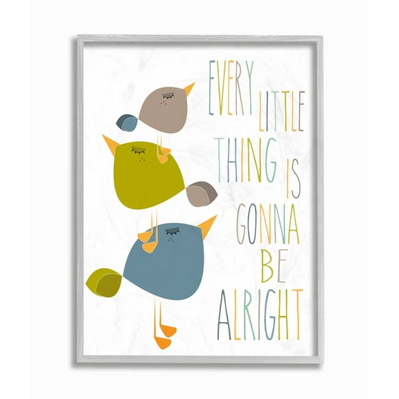 The Kids Room by Stupell Three Little Birds Print Green Tan and Blue Framed Wall Art by Karen Zukowski (Finny And Zook)