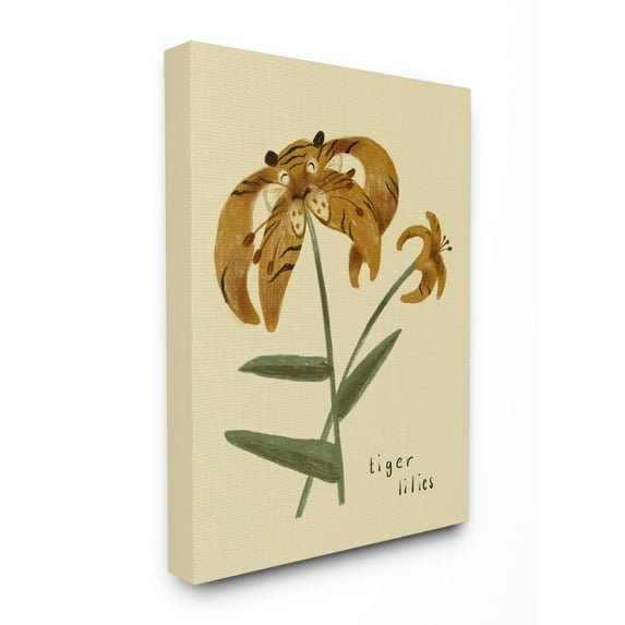 The Kids Room by Stupell Tiger Lilies Cute Tiger Animal Kids Nursery Drawing Canvas Wall Art by Daphne Polselli