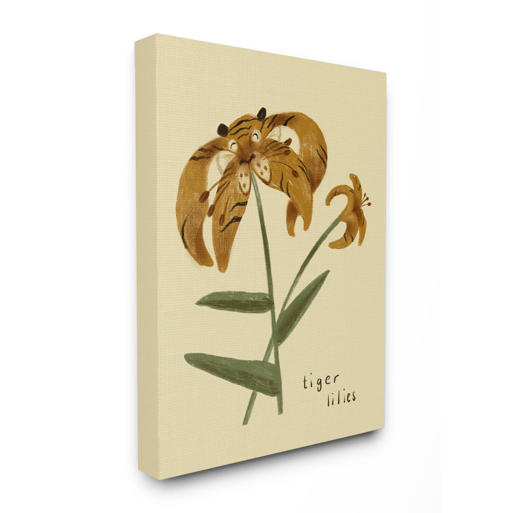 The Kids Room by Stupell Tiger Lilies Cute Tiger Animal Kids Nursery Drawing Canvas Wall Art by Daphne Polselli