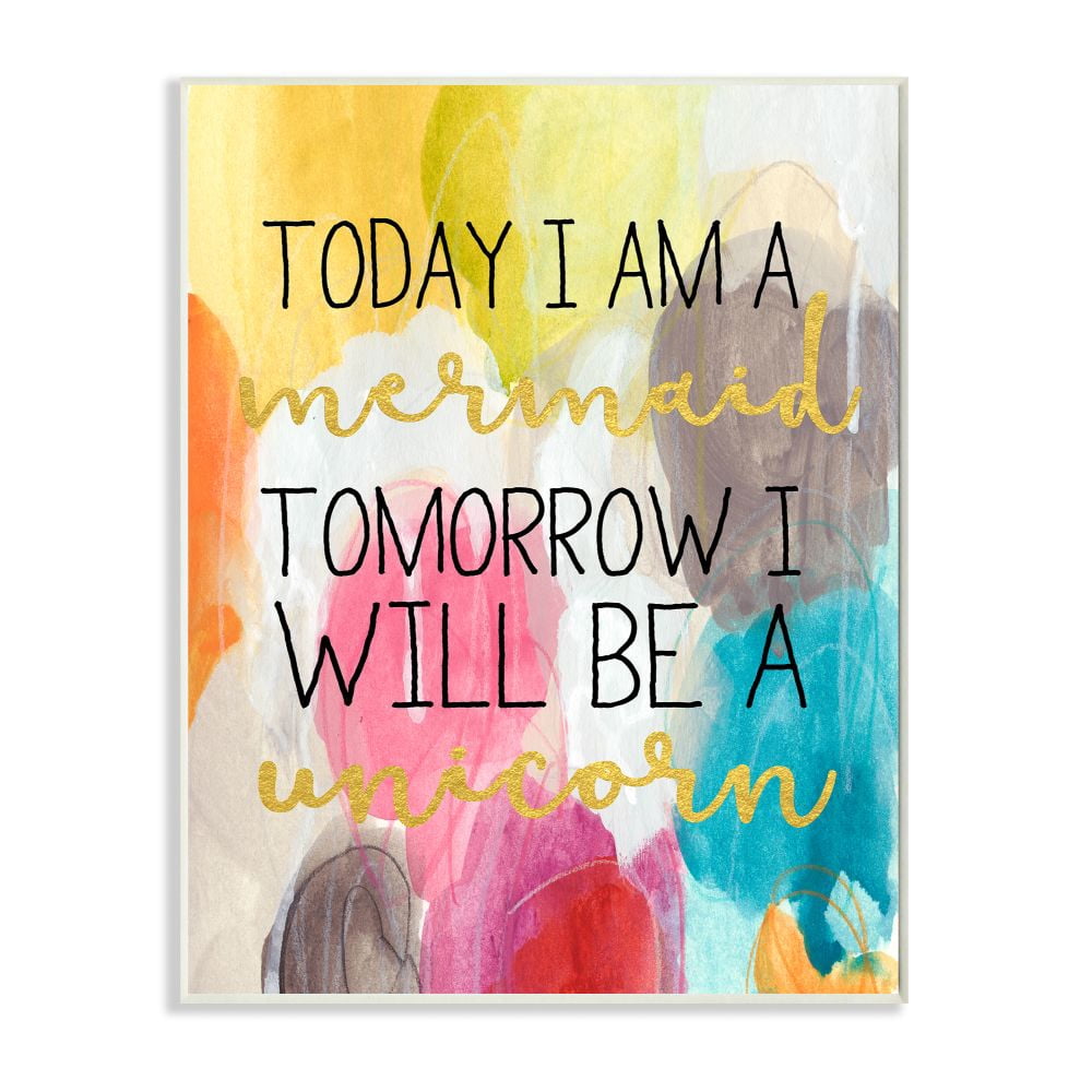 The Kids Room by Stupell Today Mermaid Tomorrow Unicorn Wall Plaqueby Daphne Poselli
