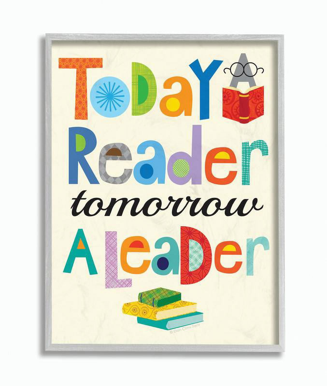 The Kids Room by Stupell Today a Reader Tomorrow a Leader Framed Wall Art by Ellen Crimi-Trent