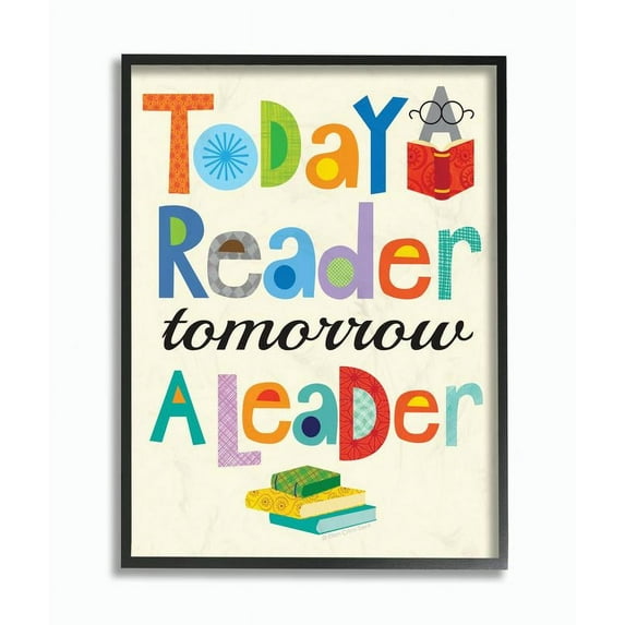The Kids Room by Stupell Today a Reader Tomorrow a Leader Framed Wall Art by Ellen Crimi-Trent