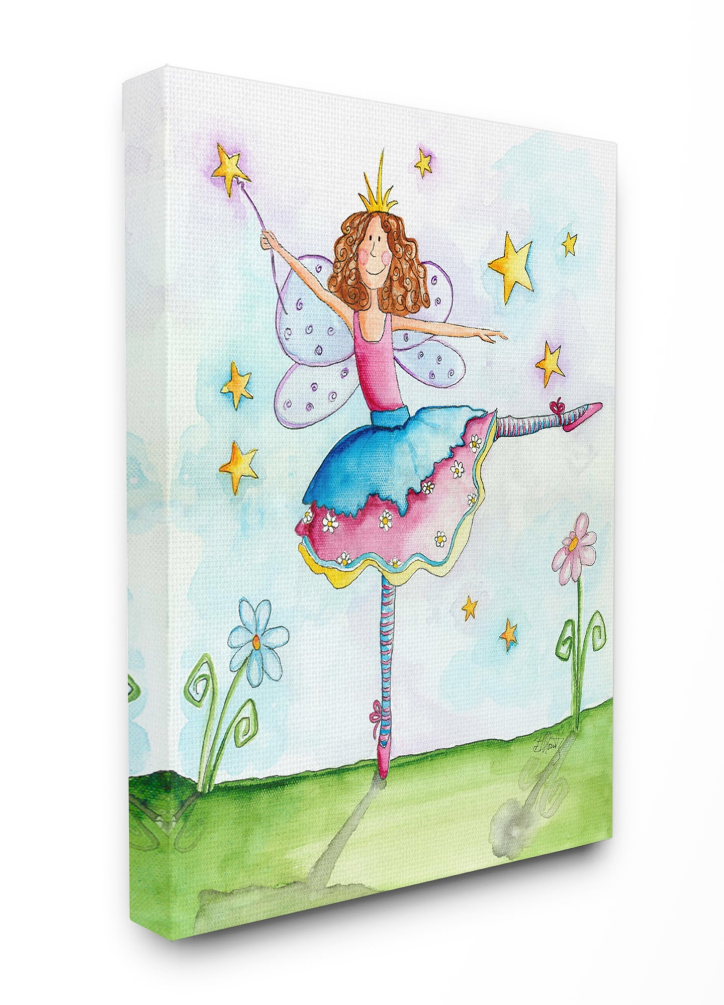 The Kids Room by Stupell Twinkle Toes Ballerina Fairy Canvas Wall Art by Bealook Kids
