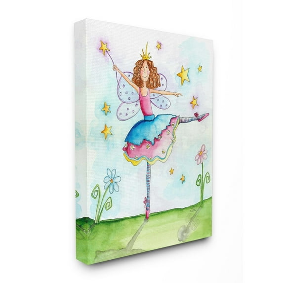 The Kids Room by Stupell Twinkle Toes Ballerina Fairy Canvas Wall Art by Bealook Kids