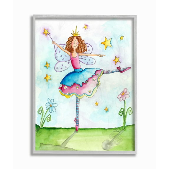 The Kids Room by Stupell Twinkle Toes Ballerina Fairy Framed Wall Art by Bealook Kids