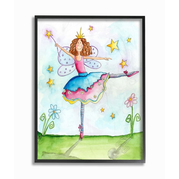 The Kids Room by Stupell Twinkle Toes Ballerina Fairy Framed Wall Art by Bealook Kids