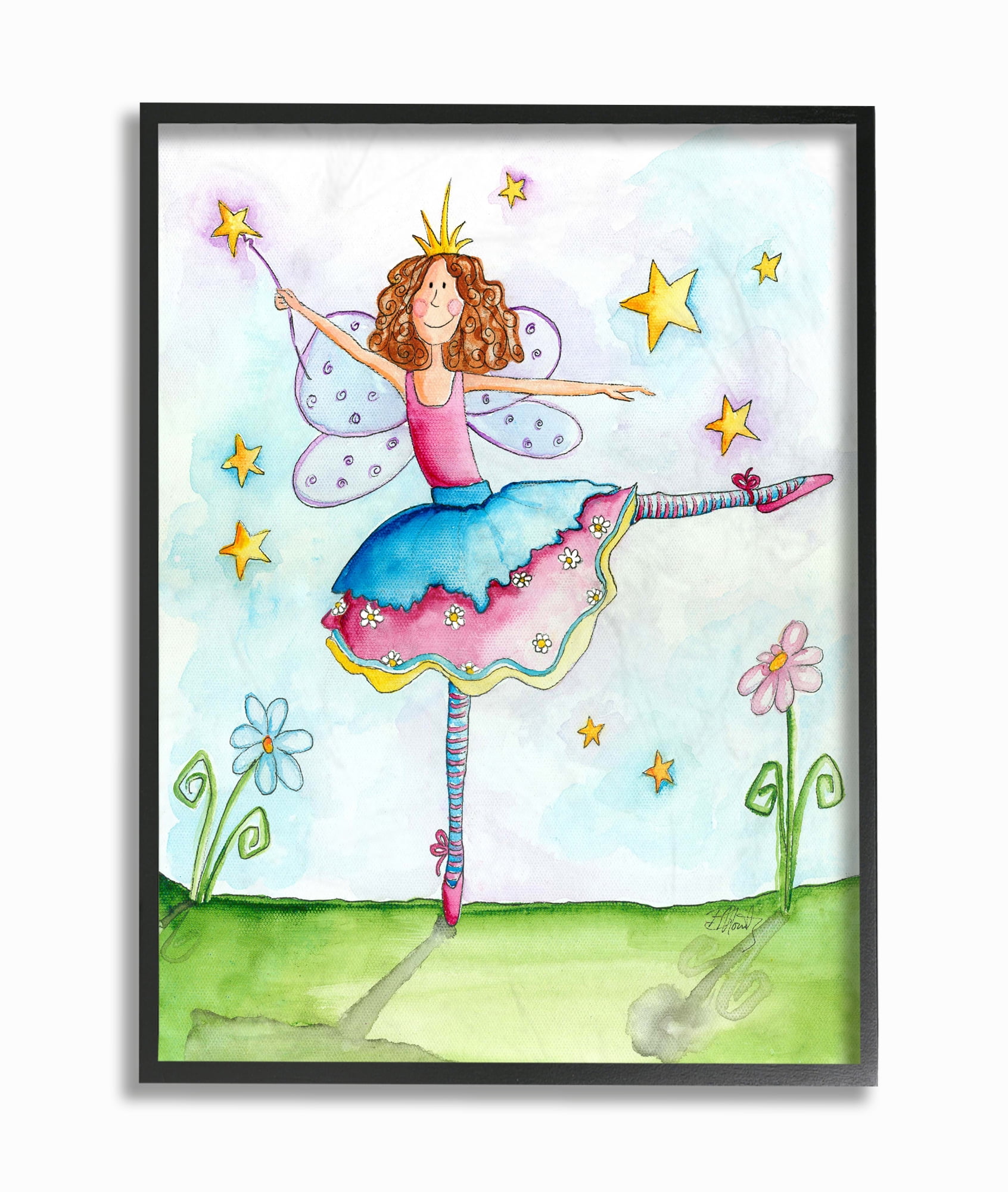 The Kids Room by Stupell Twinkle Toes Ballerina Fairy Framed Wall Art by Bealook Kids