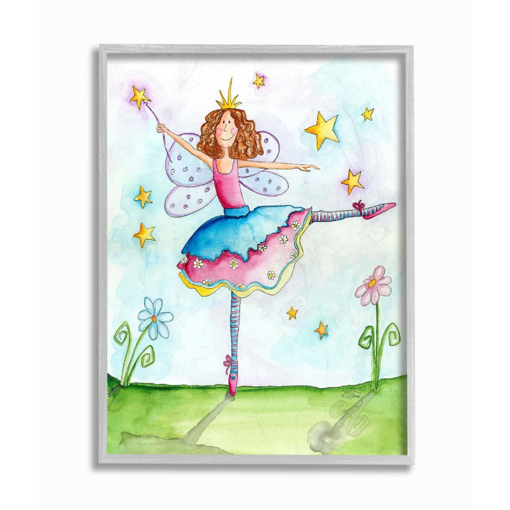 The Kids Room by Stupell Twinkle Toes Ballerina Fairy Framed Wall Art by Bealook Kids