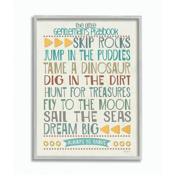 The Kids Room by Stupell Typography Art Wall Plaque, The Little Gentleman's Playbook Framed Wall Art by Jo Moulton