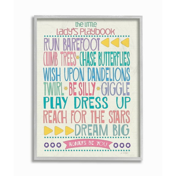 The Kids Room by Stupell Typography Art Wall Plaque, The Little Lady's Playbook Framed Wall Art by Jo Moulton
