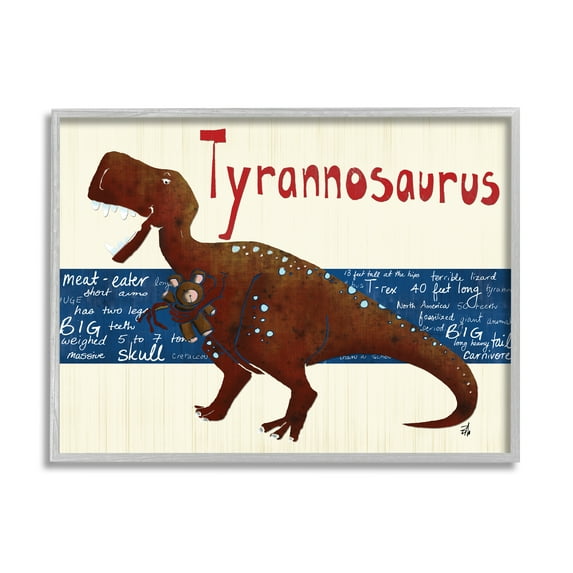 The Kids Room by Stupell Tyrannosaurus Dinosaur Framed Wall Art by Bealook Kids