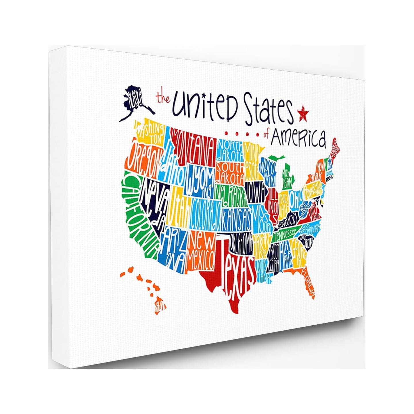 The Kids Room by Stupell Use Rainbow Typography Map On White Background Oversized Stretched Canvas Wall Art, 24 x 1.5 x 30