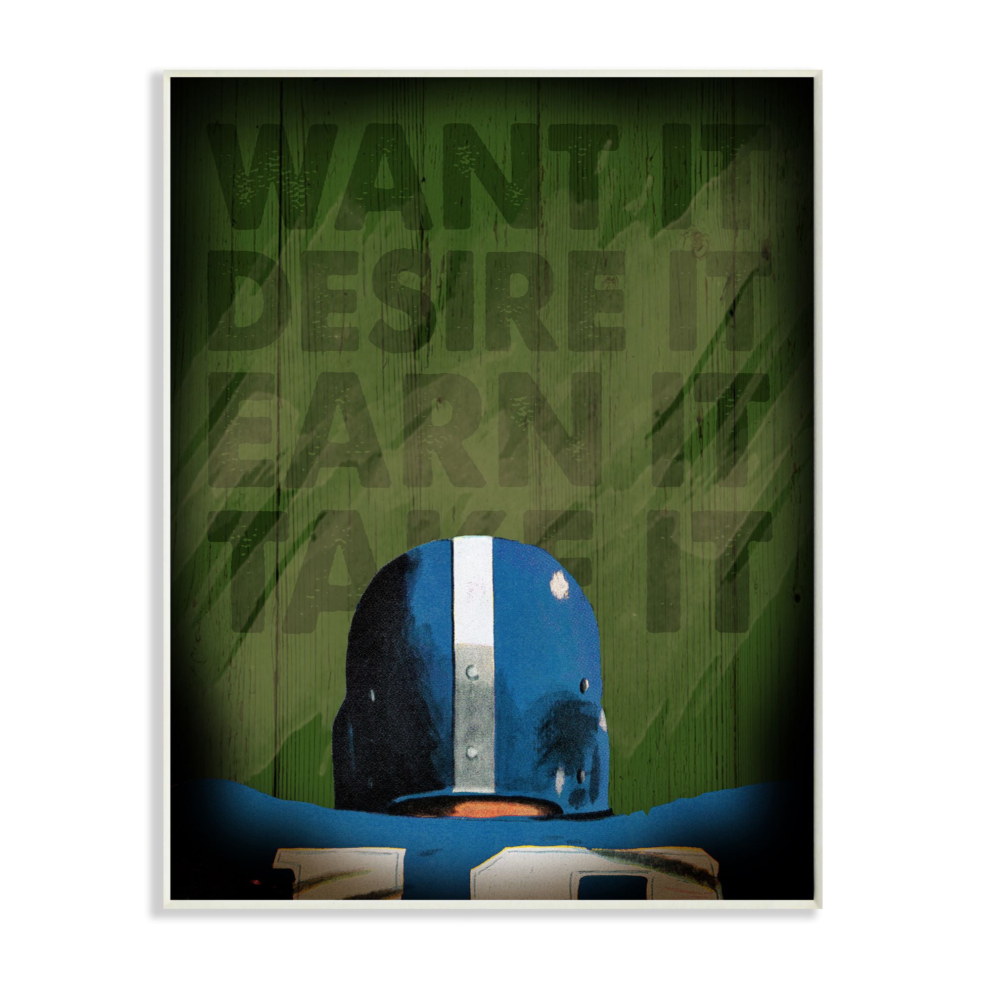 The Kids Room by Stupell Want Desire Earn Take Sports Football Green Inspirational Word Design Wall Plaque by The Saturday Evening Post