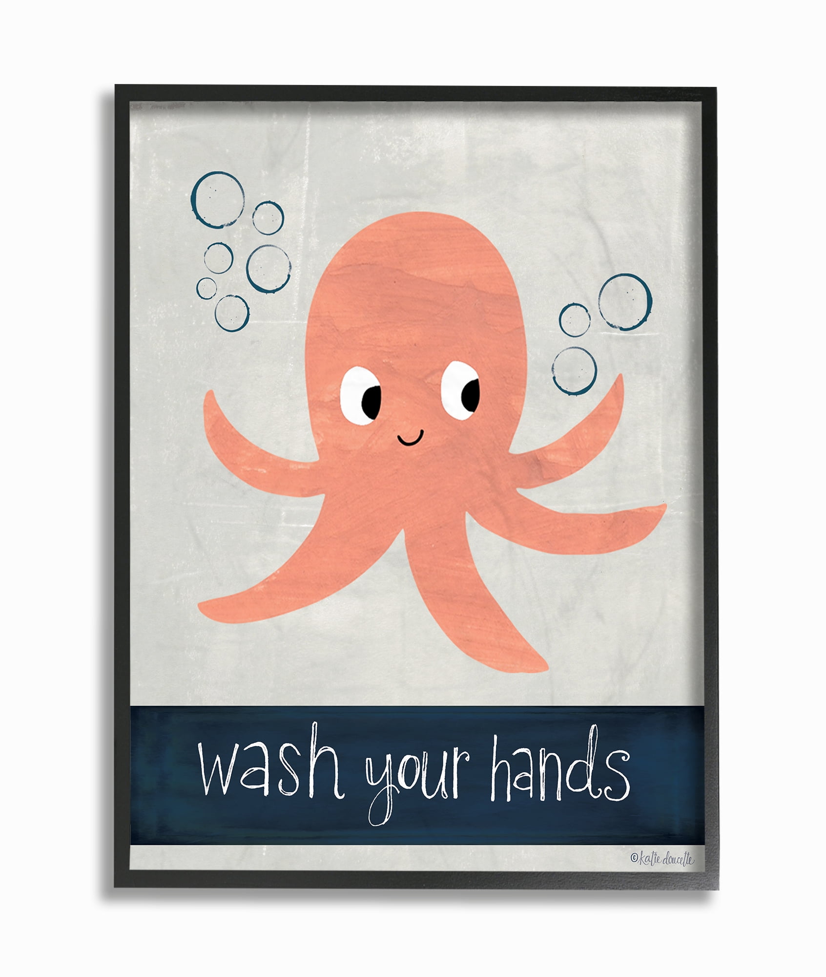 The Kids Room by Stupell Wash Your Hands Octopus Oversized Framed Giclee Texturized Art, 16 x 1.5 x 20