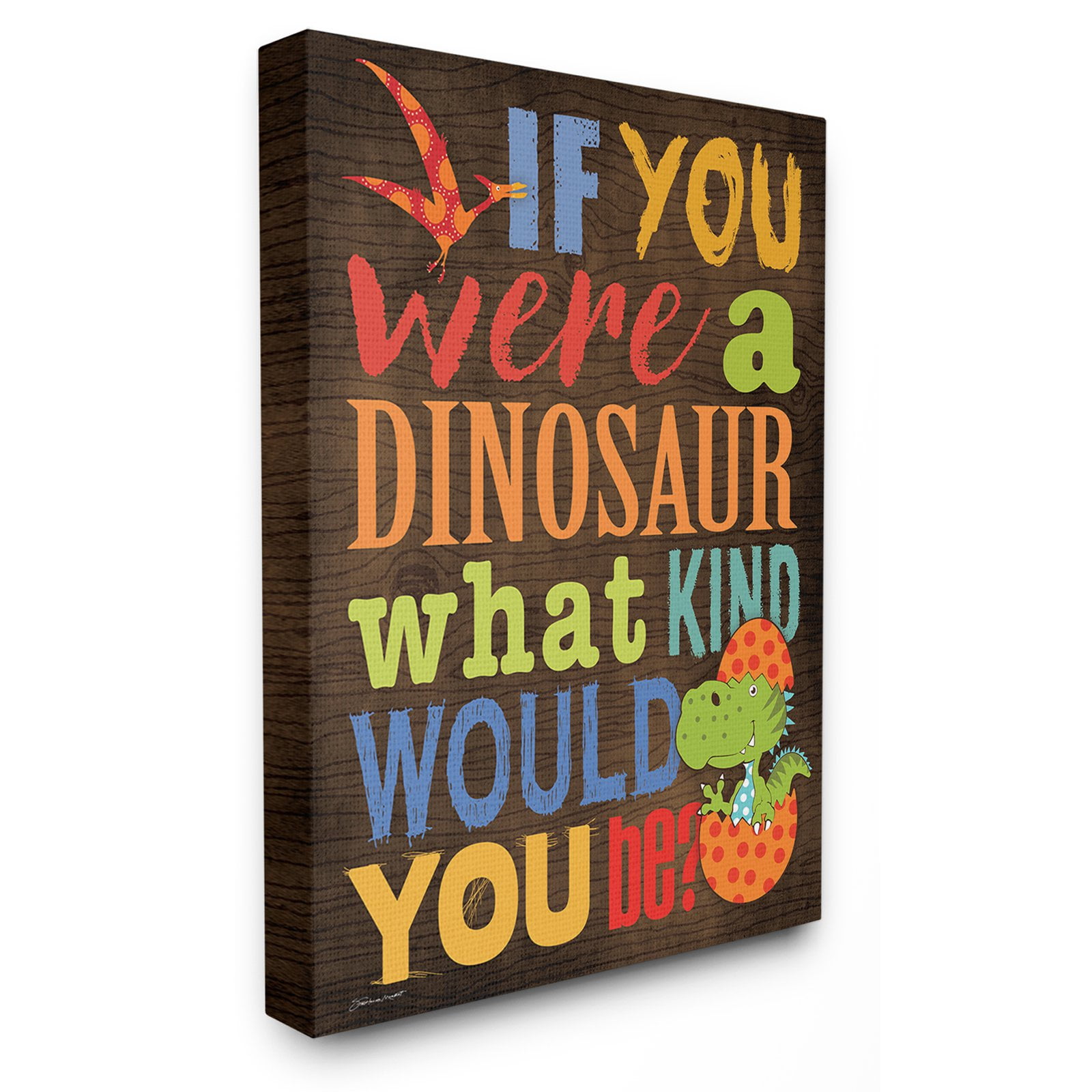 The Kids Room by Stupell What Kind Of Dinosaur Cartoony Typography Oversized Wall Plaque Art, 13 x 0.5 x 19