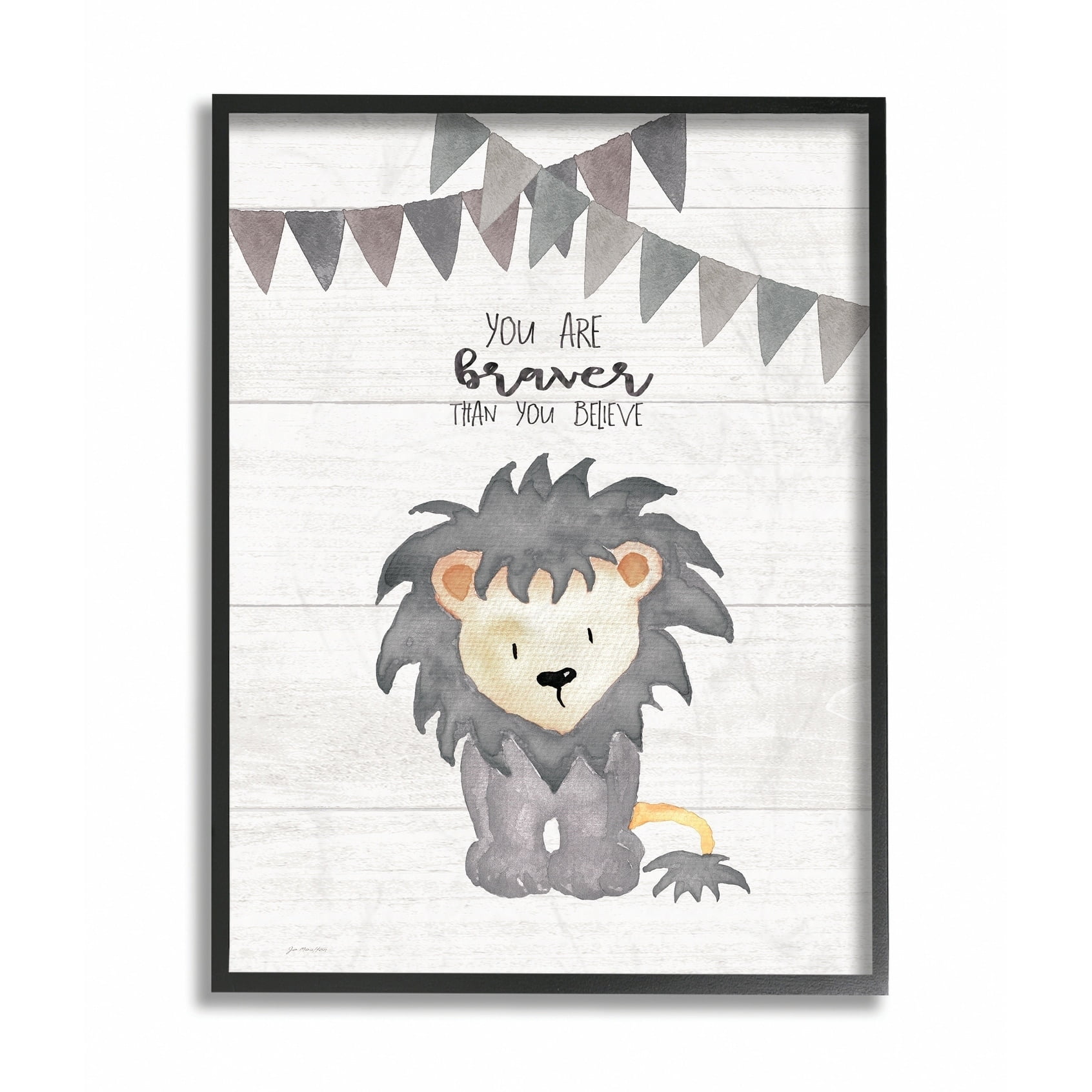 The Kids Room by Stupell You Are Braver Lion Framed Wall Art by Jo Moulton