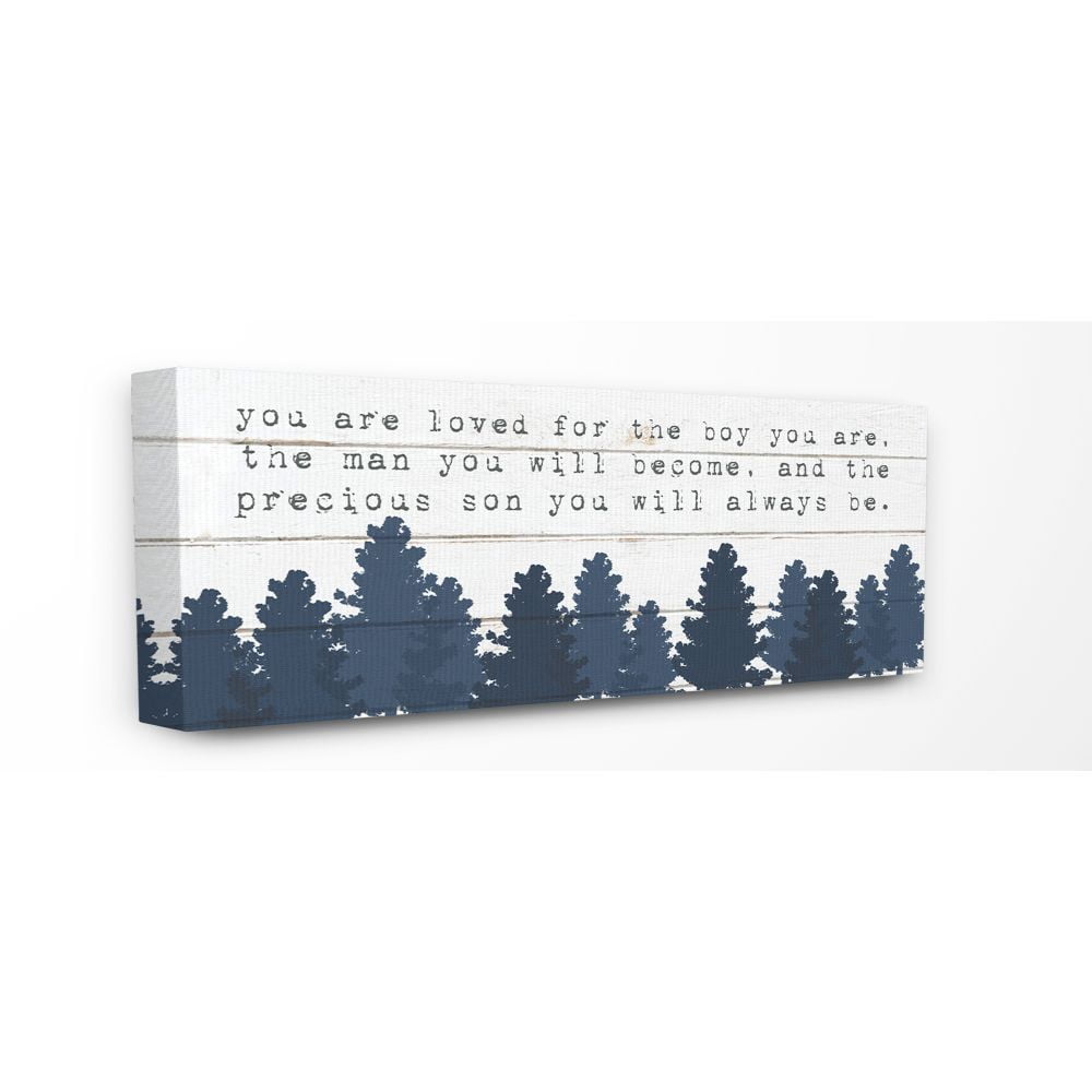 Stupell 'You Are Loved' Canvas Wall Art For Kids Room - 13" X 30", Grey Forest Design (Made In USA)