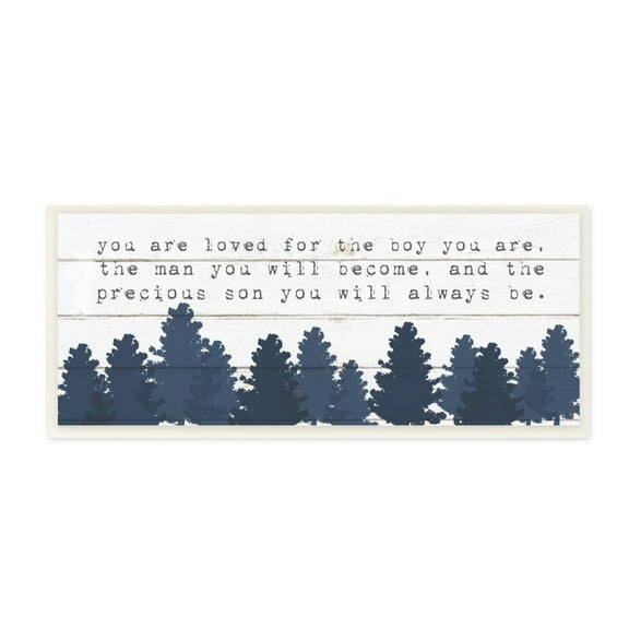 The Kids Room by Stupell You Are Loved For The Precious Son You Are Navy Blue Forest Wall Plaque Art