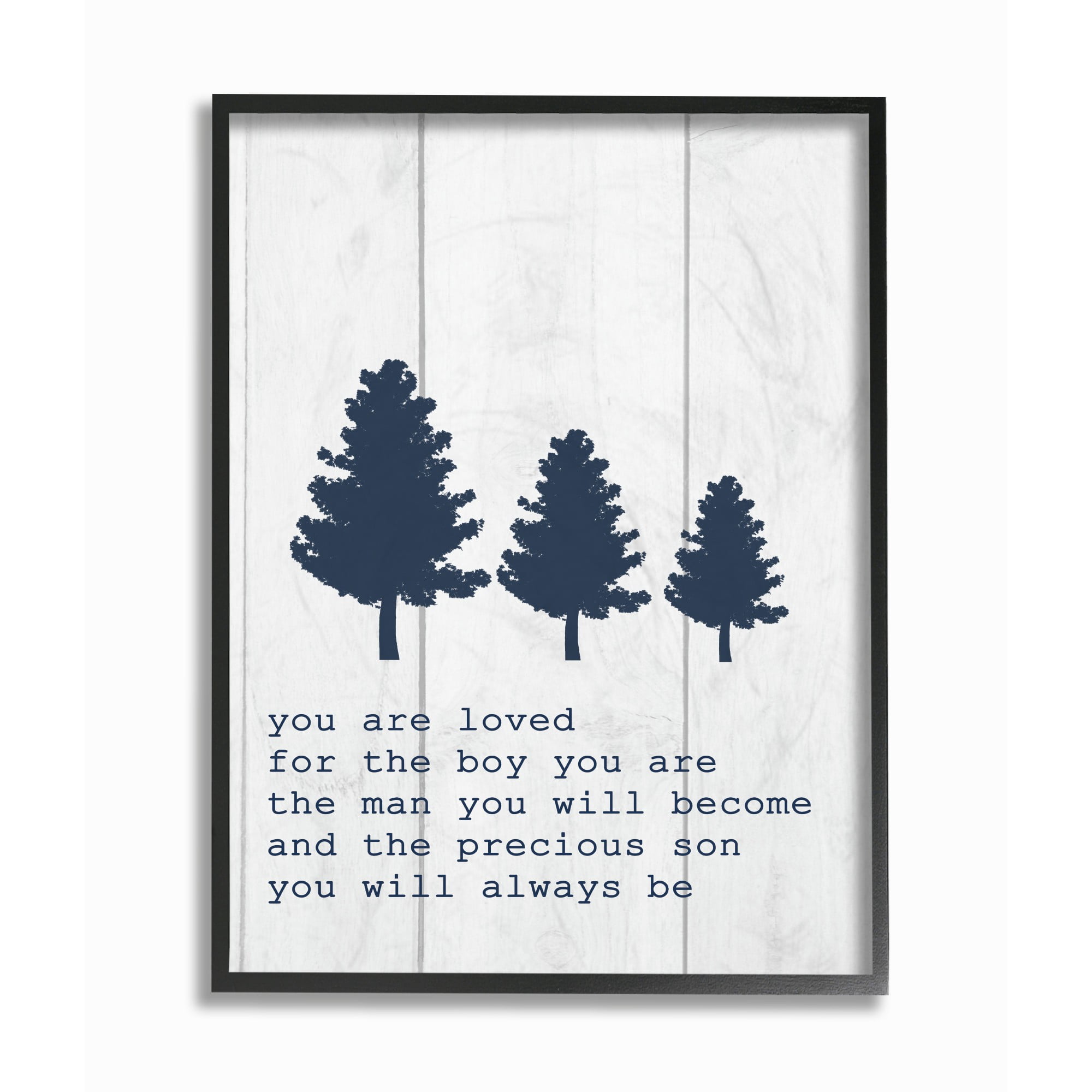The Kids Room by Stupell You Are Loved Son Three Tree Planks Framed Giclee Texturized Art, 11 x 1.5 x 14