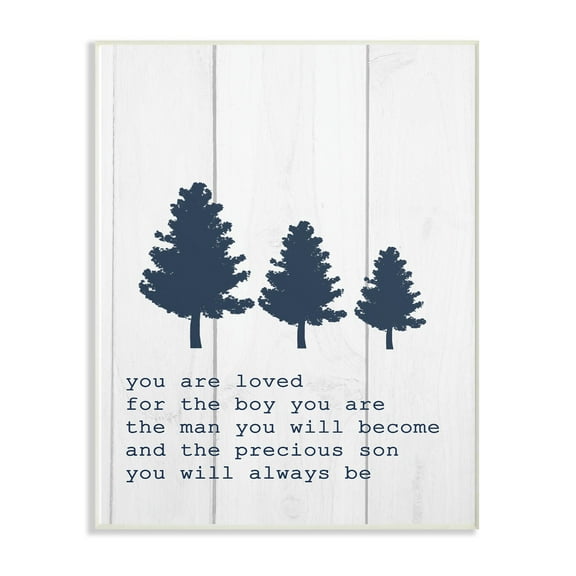 The Kids Room by Stupell You Are Loved Son Three Tree Planks Wall Plaque Art, 10 x 0.5 x 15