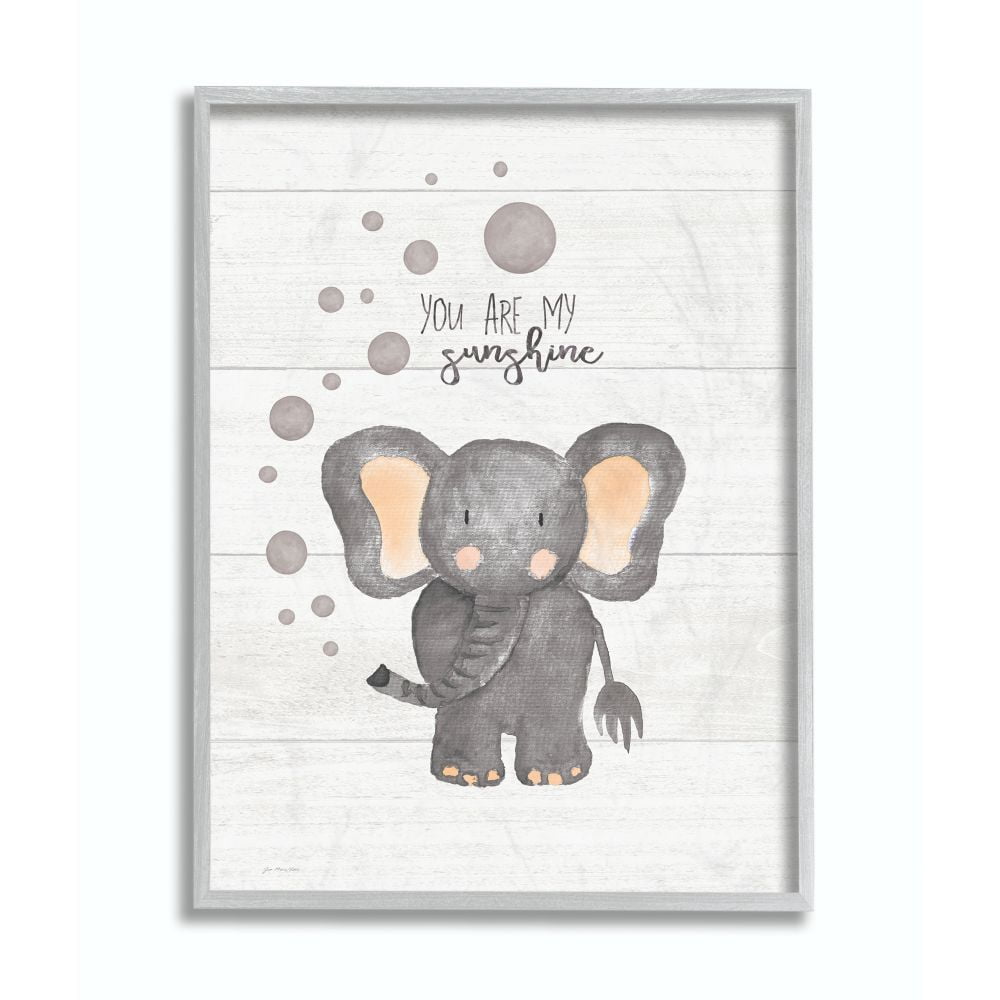 The Kids Room by Stupell You Are My Sunshine Elephant Framed Wall Art by Jo Moulton