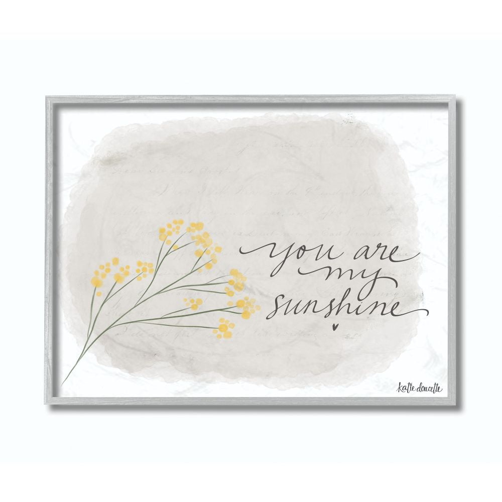 The Kids Room by Stupell You Are My Sunshine Yellow Flower Illustration Framed Wall Art by Katie Douette