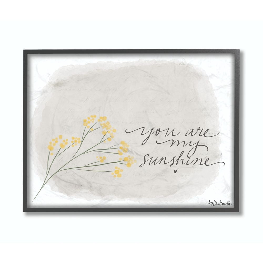 The Kids Room by Stupell You Are My Sunshine Yellow Flower Illustration Framed Wall Art by Katie Douette